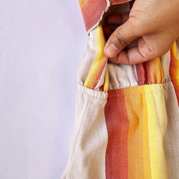 Petite Dress Orange Striped Colorblock Dress With A Belt Leslie Fay sz 6 - Picture 3 of 6